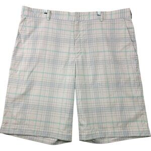 Nike Golf Performance Shorts Mens Sz 40 White Blue Gray Green Plaid Preppy
